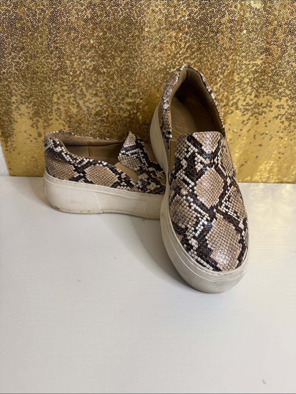 J Slides Cleo Sneakers Snake-print leather upper Slip-On Platform